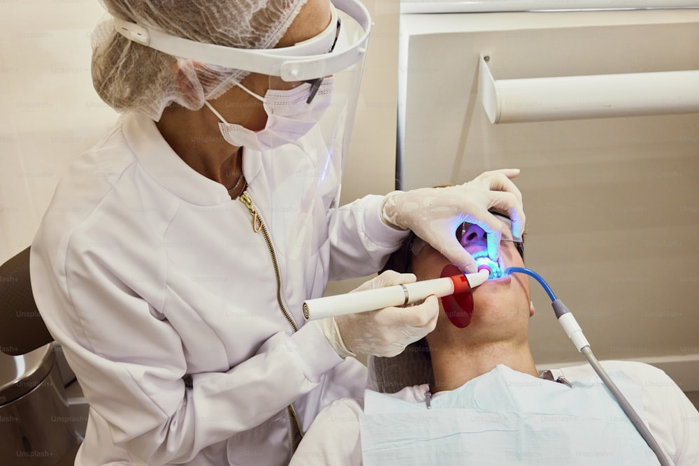 A person getting a dental treatment